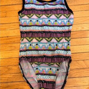 Colourful Patterned Gymnastics Bodysuit (size 12-14)